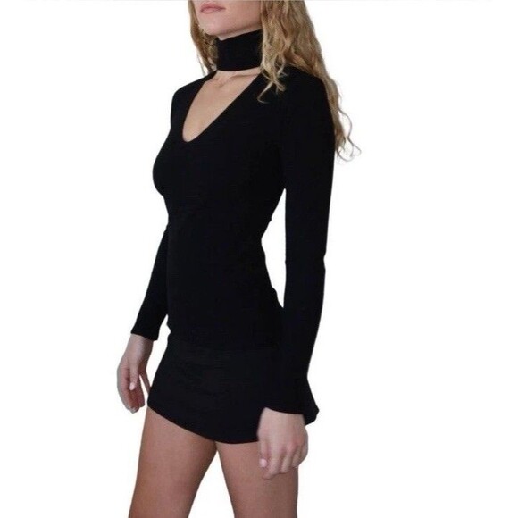 NWT Reformation Piper Size XS Black High Neck Cutout Ribbed Top Long Sleeve - Picture 2 of 12